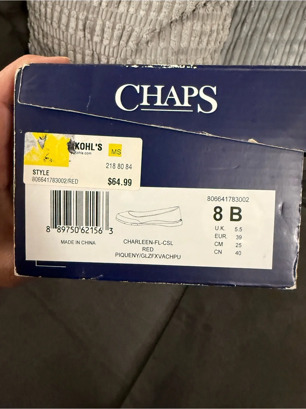 Chaps Red Ballet Flats with White Trim